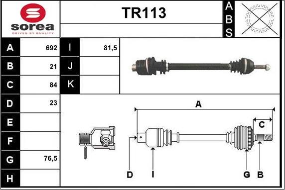 Sera TR113 - Arbre de transmission cwaw.fr