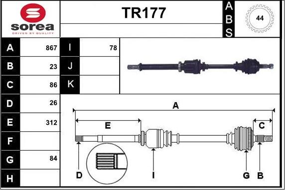 Sera TR177 - Arbre de transmission cwaw.fr