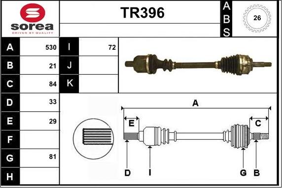 Sera TR396 - Arbre de transmission cwaw.fr