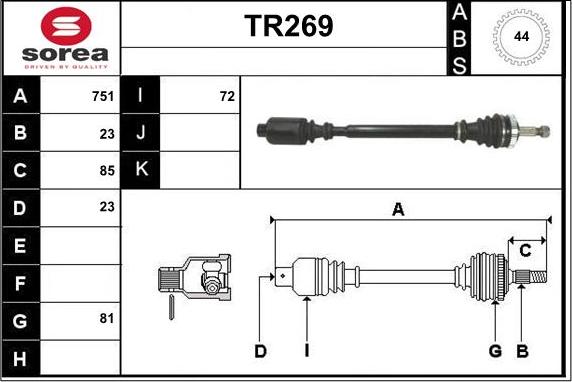 Sera TR269 - Arbre de transmission cwaw.fr