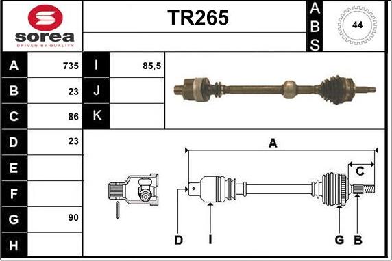 Sera TR265 - Arbre de transmission cwaw.fr