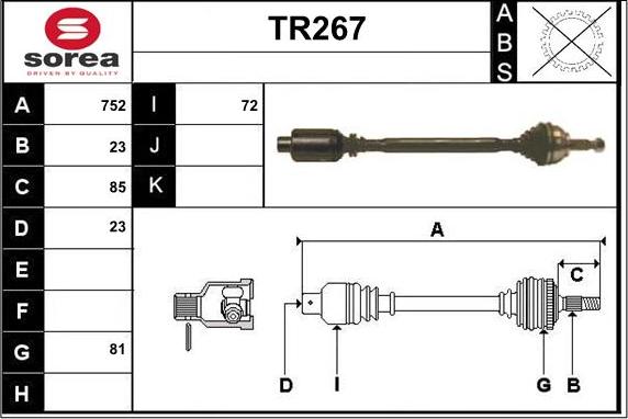 Sera TR267 - Arbre de transmission cwaw.fr