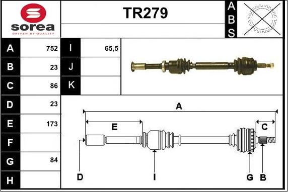 Sera TR279 - Arbre de transmission cwaw.fr