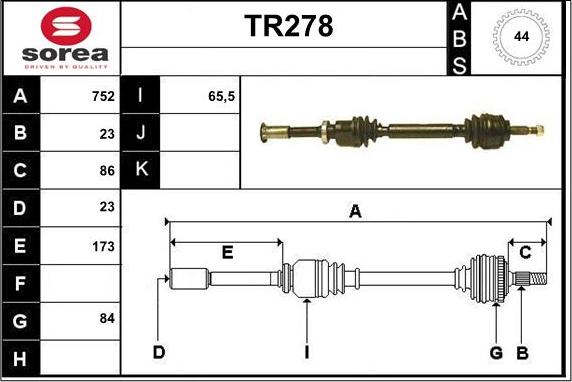 Sera TR278 - Arbre de transmission cwaw.fr