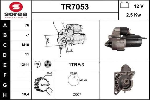 Sera TR7053 - Démarreur cwaw.fr