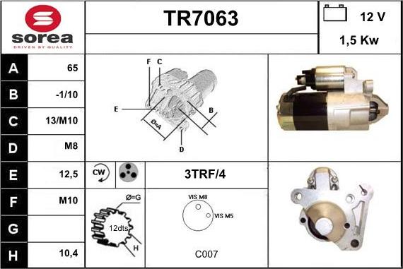 Sera TR7063 - Démarreur cwaw.fr