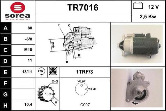 Sera TR7016 - Démarreur cwaw.fr