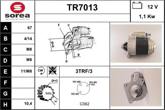 Sera TR7013 - Démarreur cwaw.fr