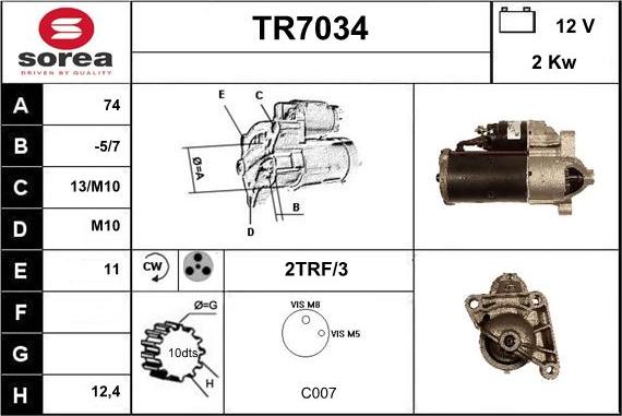 Sera TR7034 - Démarreur cwaw.fr