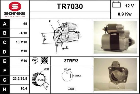 Sera TR7030 - Démarreur cwaw.fr