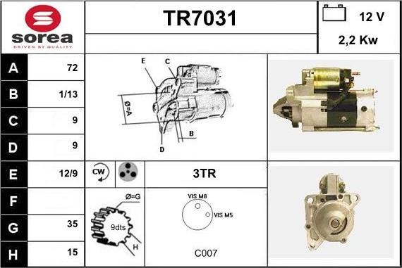 Sera TR7031 - Démarreur cwaw.fr