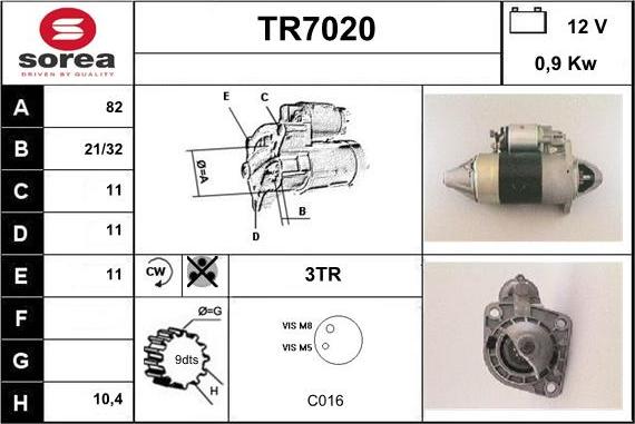 Sera TR7020 - Démarreur cwaw.fr