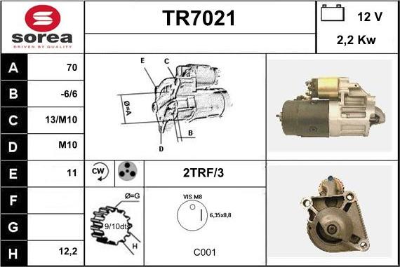 Sera TR7021 - Démarreur cwaw.fr