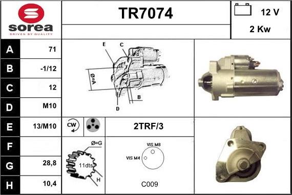 Sera TR7074 - Démarreur cwaw.fr