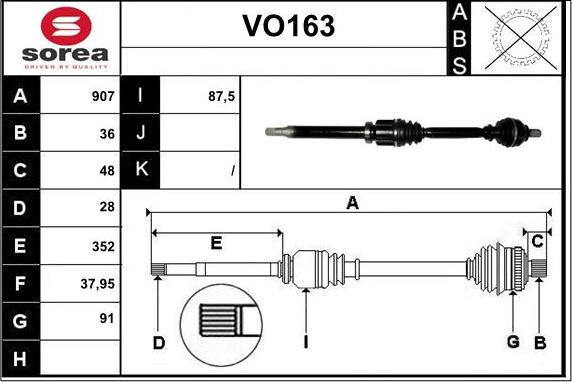 Sera VO163 - Arbre de transmission cwaw.fr