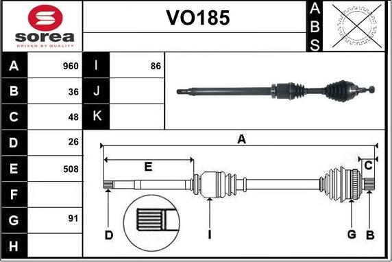 Sera VO185 - Arbre de transmission cwaw.fr