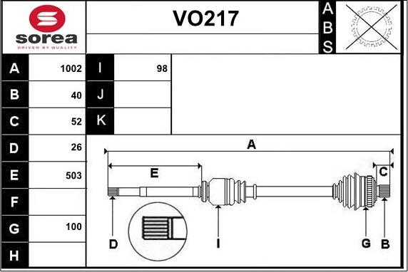 Sera VO217 - Arbre de transmission cwaw.fr