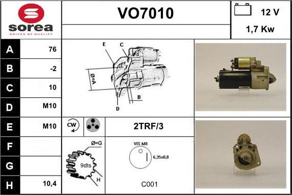 Sera VO7010 - Démarreur cwaw.fr