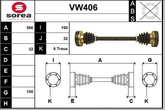 Sera VW406 - Arbre de transmission cwaw.fr