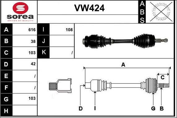 Sera VW424 - Arbre de transmission cwaw.fr