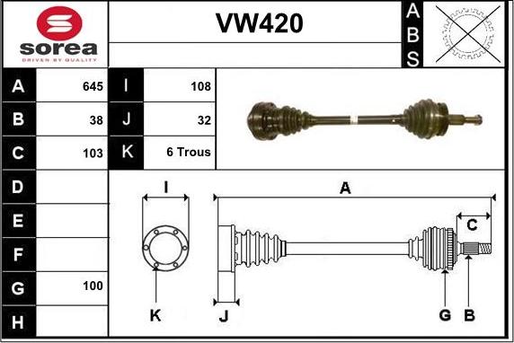 Sera VW420 - Arbre de transmission cwaw.fr