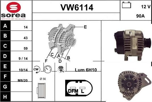 Sera VW6114 - Alternateur cwaw.fr