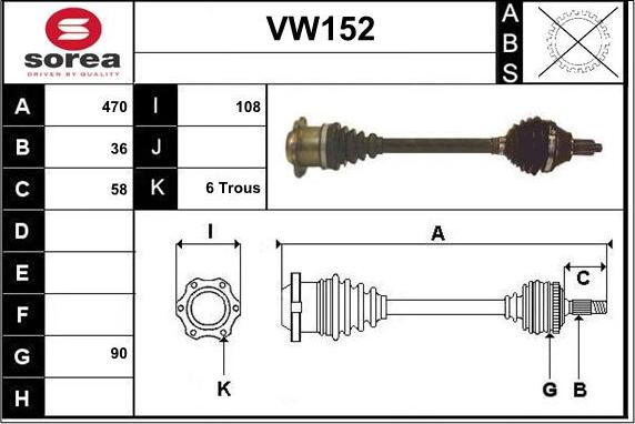 Sera VW152 - Arbre de transmission cwaw.fr