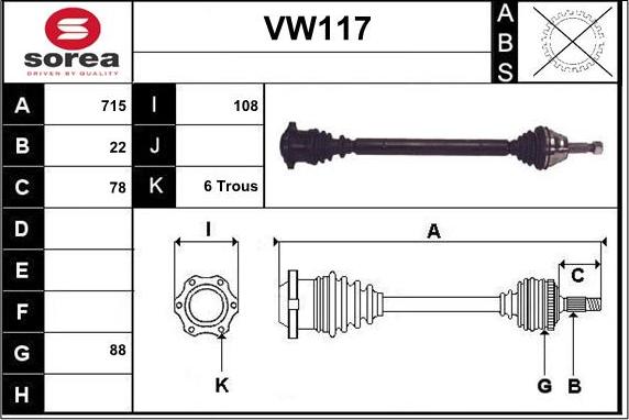 Sera VW117 - Arbre de transmission cwaw.fr