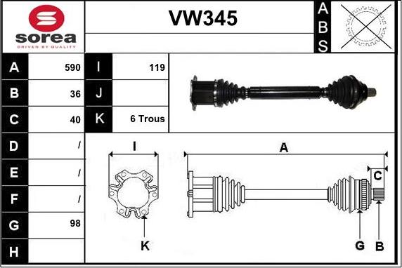 Sera VW345 - Arbre de transmission cwaw.fr