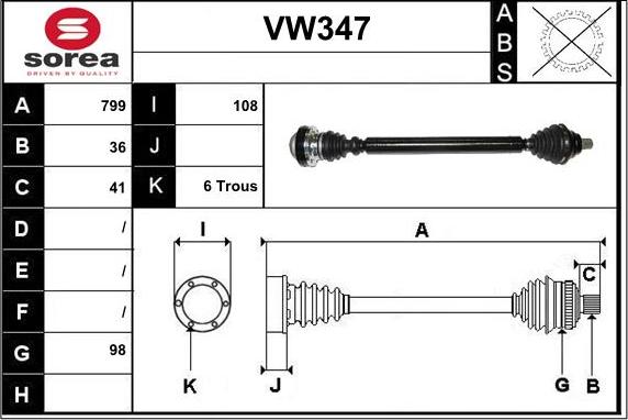 Sera VW347 - Arbre de transmission cwaw.fr