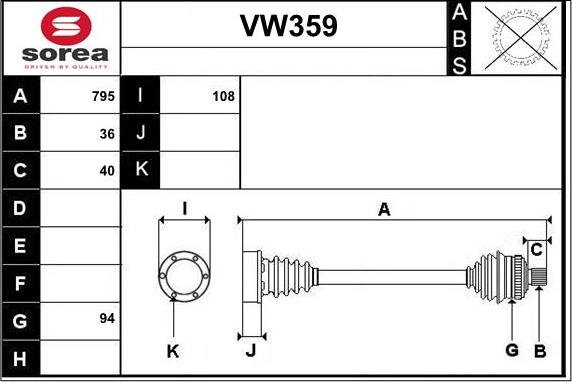 Sera VW359 - Arbre de transmission cwaw.fr