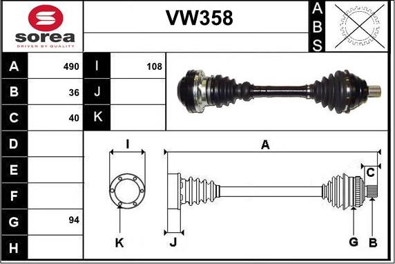 Sera VW358 - Arbre de transmission cwaw.fr