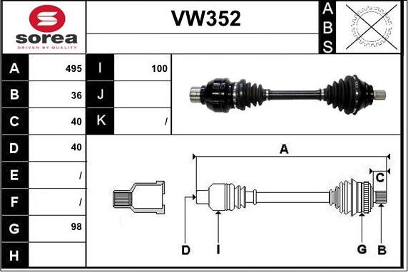 Sera VW352 - Arbre de transmission cwaw.fr