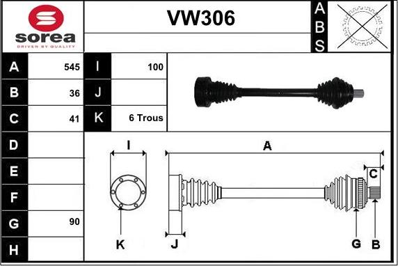 Sera VW306 - Arbre de transmission cwaw.fr