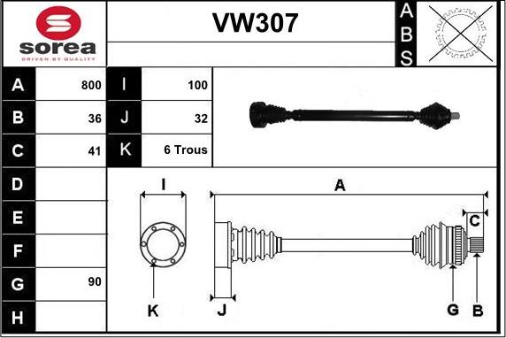 Sera VW307 - Arbre de transmission cwaw.fr