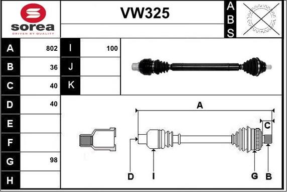 Sera VW325 - Arbre de transmission cwaw.fr