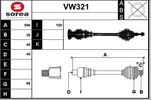 Sera VW321 - Arbre de transmission cwaw.fr