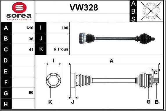 Sera VW328 - Arbre de transmission cwaw.fr