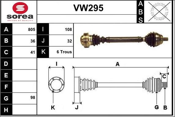 Sera VW295 - Arbre de transmission cwaw.fr