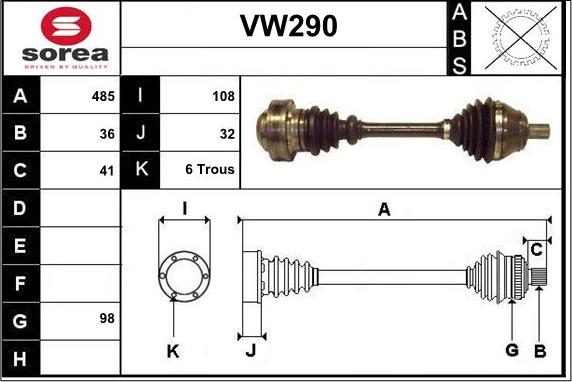 Sera VW290 - Arbre de transmission cwaw.fr