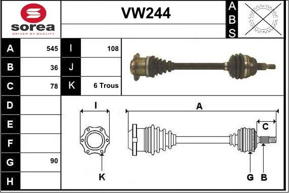 Sera VW244 - Arbre de transmission cwaw.fr