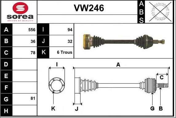 Sera VW246 - Arbre de transmission cwaw.fr