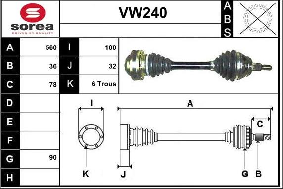 Sera VW240 - Arbre de transmission cwaw.fr