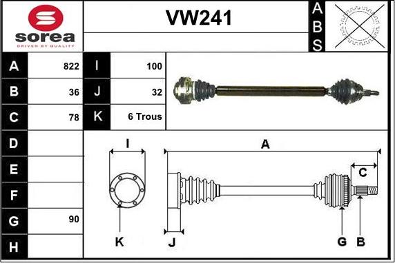 Sera VW241 - Arbre de transmission cwaw.fr