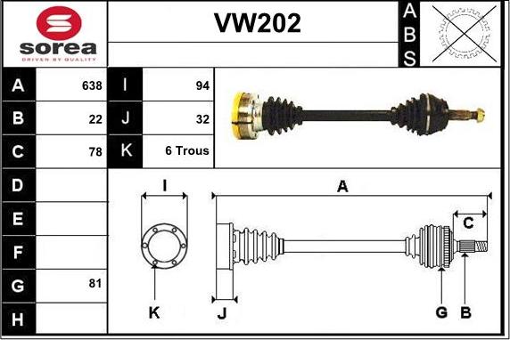 Sera VW202 - Arbre de transmission cwaw.fr