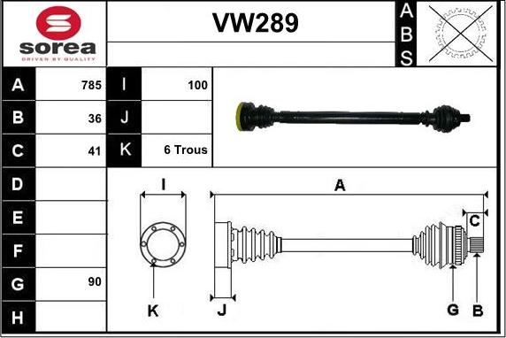 Sera VW289 - Arbre de transmission cwaw.fr