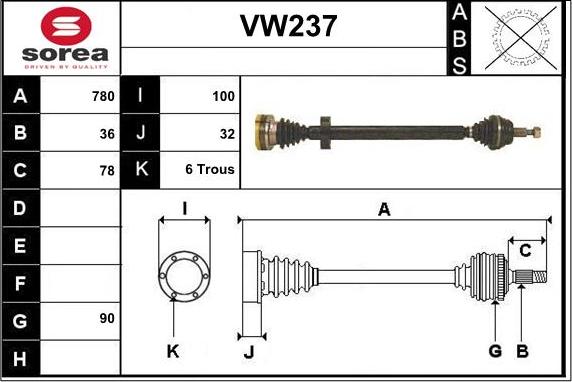 Sera VW237 - Arbre de transmission cwaw.fr