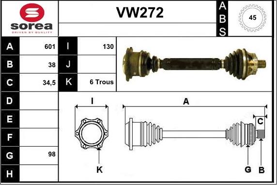 Sera VW272 - Arbre de transmission cwaw.fr