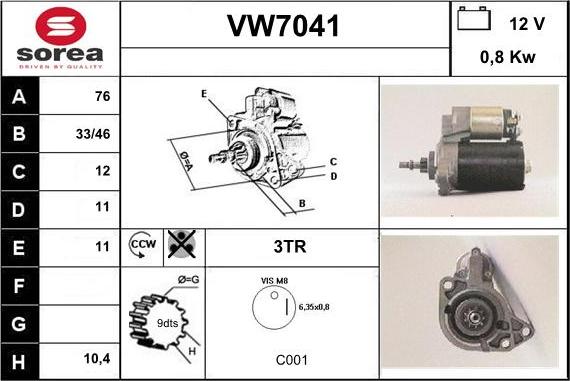 Sera VW7041 - Démarreur cwaw.fr