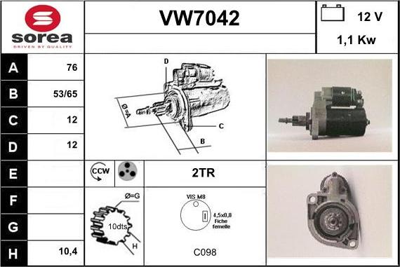 Sera VW7042 - Démarreur cwaw.fr